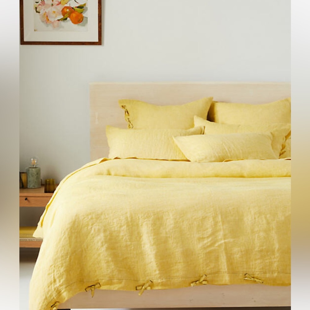Anthropologie Harmony Hemp lk Linen Full Duvet Cover Bedding Yellow